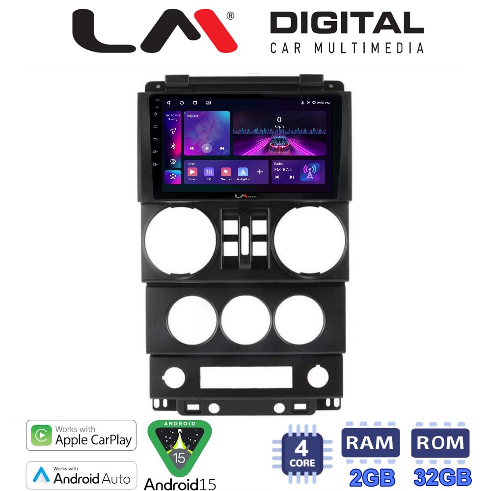 LM Digital - LM ZA4748B GPS Οθόνη OEM Multimedia Αυτοκινήτου για JEEP WRANGLER 2007 > 2011 (CarPlay/AndroidAuto/BT/GPS/WIFI/GPRS)