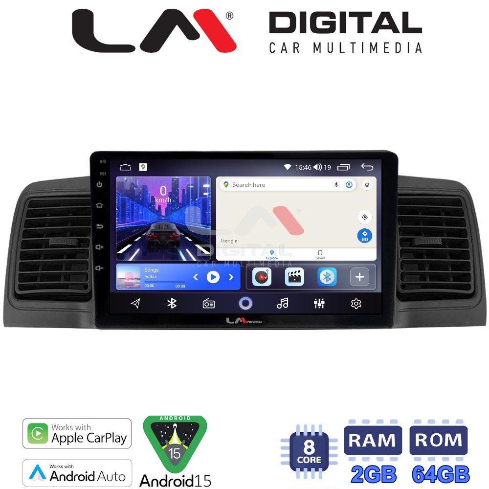 LM Digital - LM ZW8010B GPS Οθόνη OEM Multimedia Αυτοκινήτου για Toyota Corolla 2000-2007 (CarPlay/AndroidAuto/BT/GPS/WIFI)
