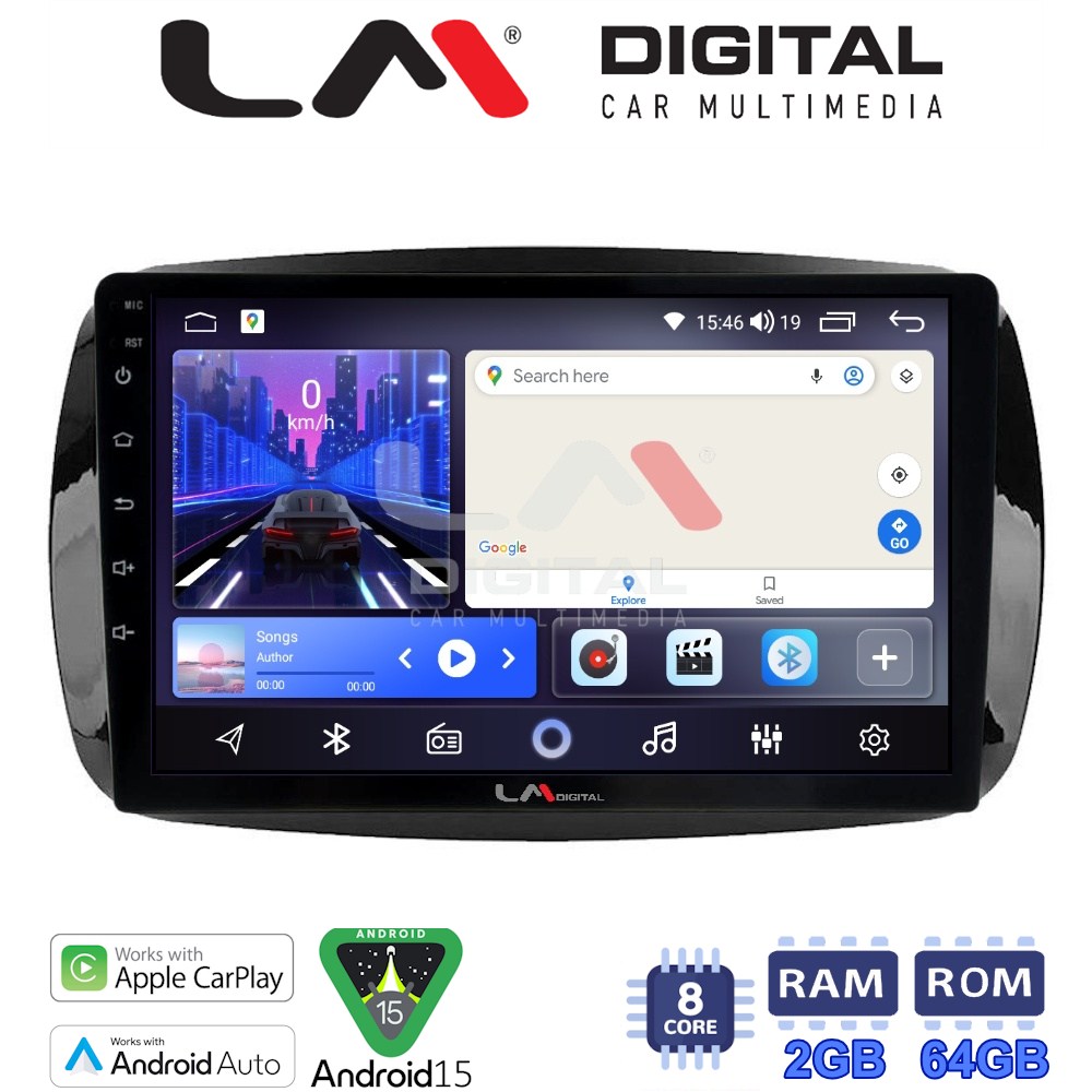 LM Digital - LM ZW8029 GPS Οθόνη OEM Multimedia Αυτοκινήτου για SMART ForTwo  2015> (CarPlay/AndroidAuto/BT/GPS/WIFI)