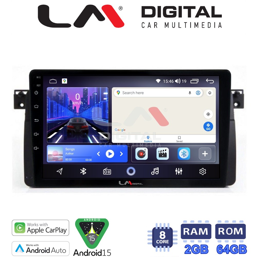 LM Digital - LM ZW8052 GPS Οθόνη OEM Multimedia Αυτοκινήτου για BMW Σειρά 3 (E46) 1998>2005  (CarPlay/AndroidAuto/BT/GPS/WIFI)