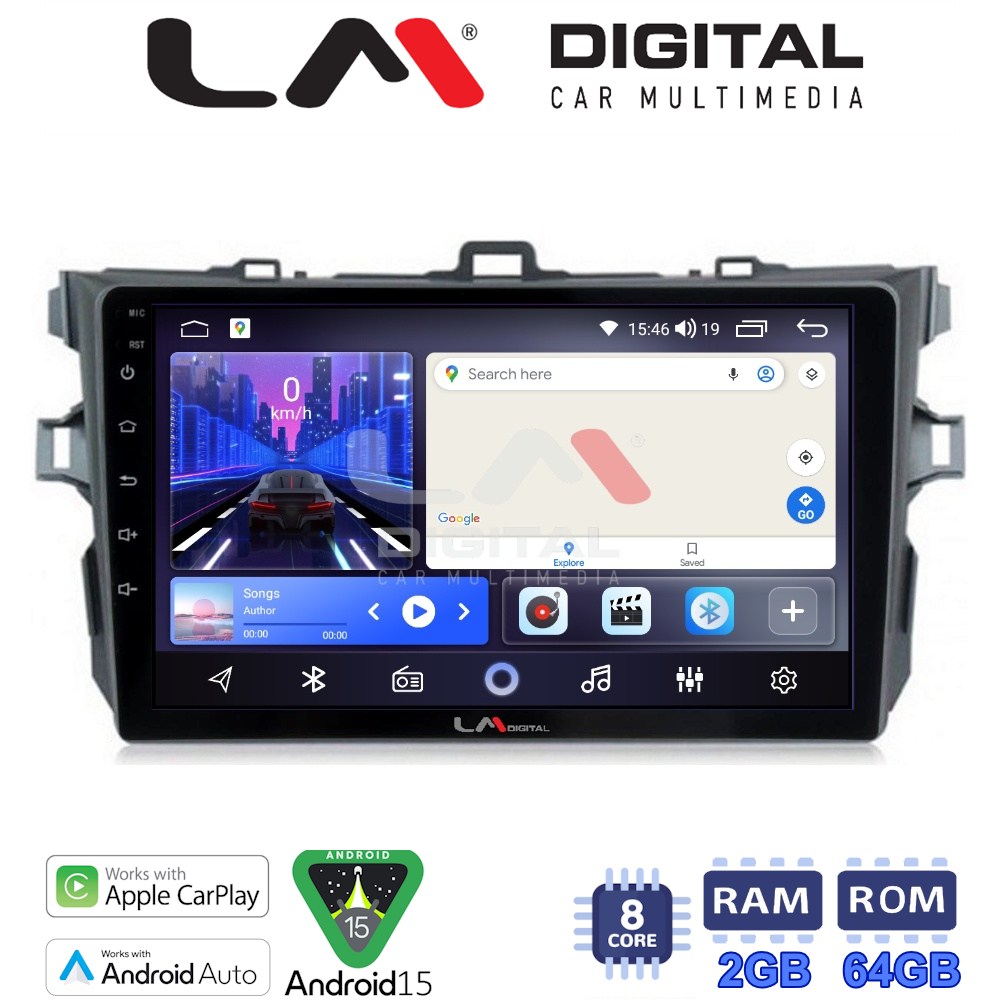 LM Digital - LM ZW8063 GPS Οθόνη OEM Multimedia Αυτοκινήτου για TOYOTA COROLLA 2006>2012  (CarPlay/AndroidAuto/BT/GPS/WIFI)