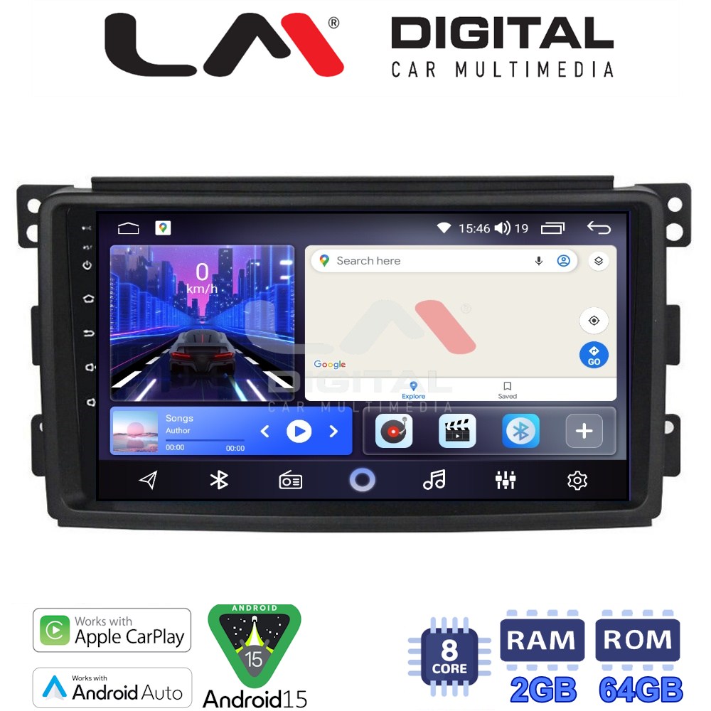 LM Digital - LM ZW8087 GPS Οθόνη OEM Multimedia Αυτοκινήτου για SMART 2007>2010 (CarPlay/AndroidAuto/BT/GPS/WIFI)