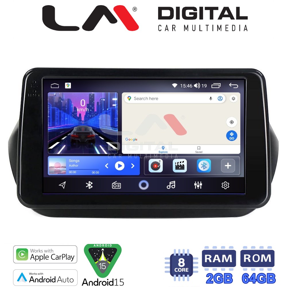 LM Digital - LM ZW8195 GPS Οθόνη OEM Multimedia Αυτοκινήτου για Fiorino, Citroen, Nemo, Bipper (CarPlay/AndroidAuto/BT/GPS/WIFI)