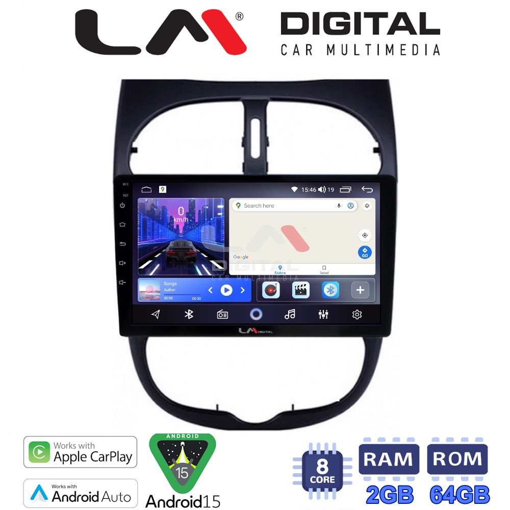 LM Digital - LM ZW8206 GPS Οθόνη OEM Multimedia Αυτοκινήτου για Peugeot 206 2002 > 2006 (CarPlay/AndroidAuto/BT/GPS/WIFI)