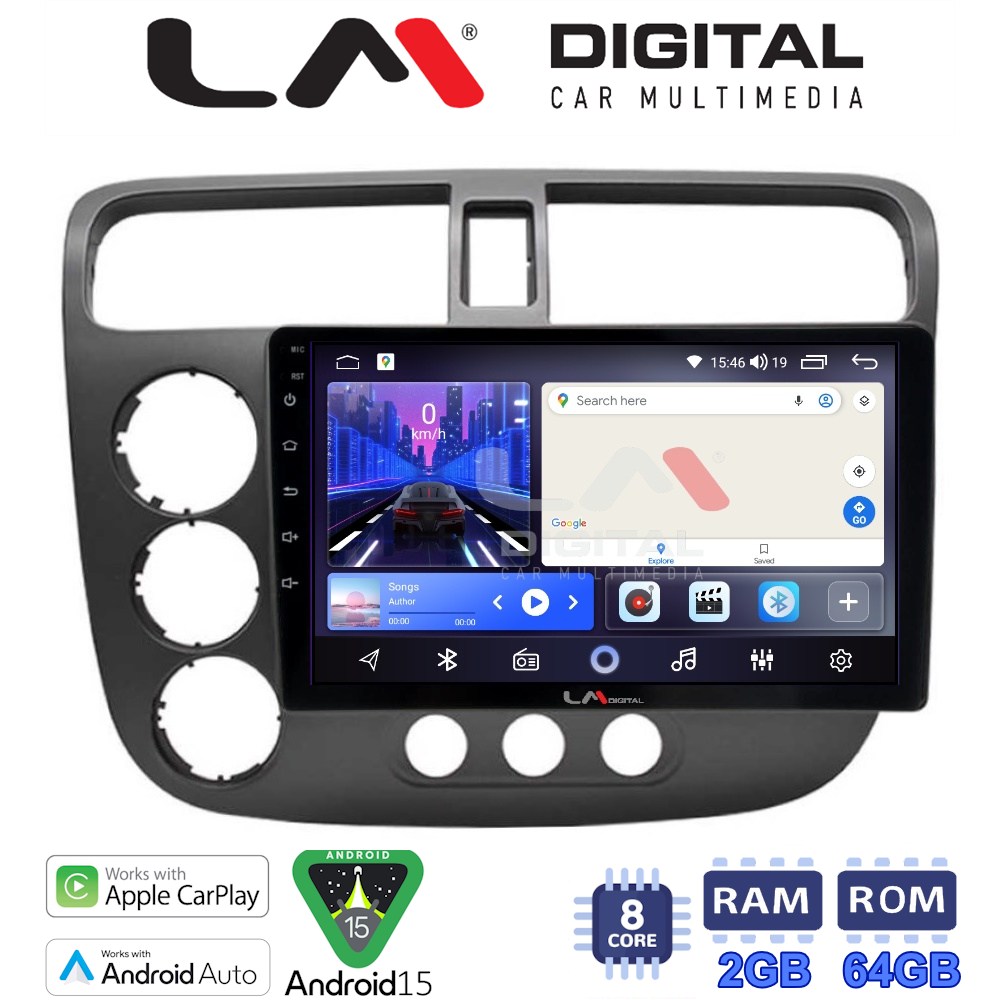 LM Digital - LM ZW8373 GPS Οθόνη OEM Multimedia Αυτοκινήτου για HONDA CIVIC 4πορτο 2001 > 2006 (CarPlay/AndroidAuto/BT/GPS/WIFI)