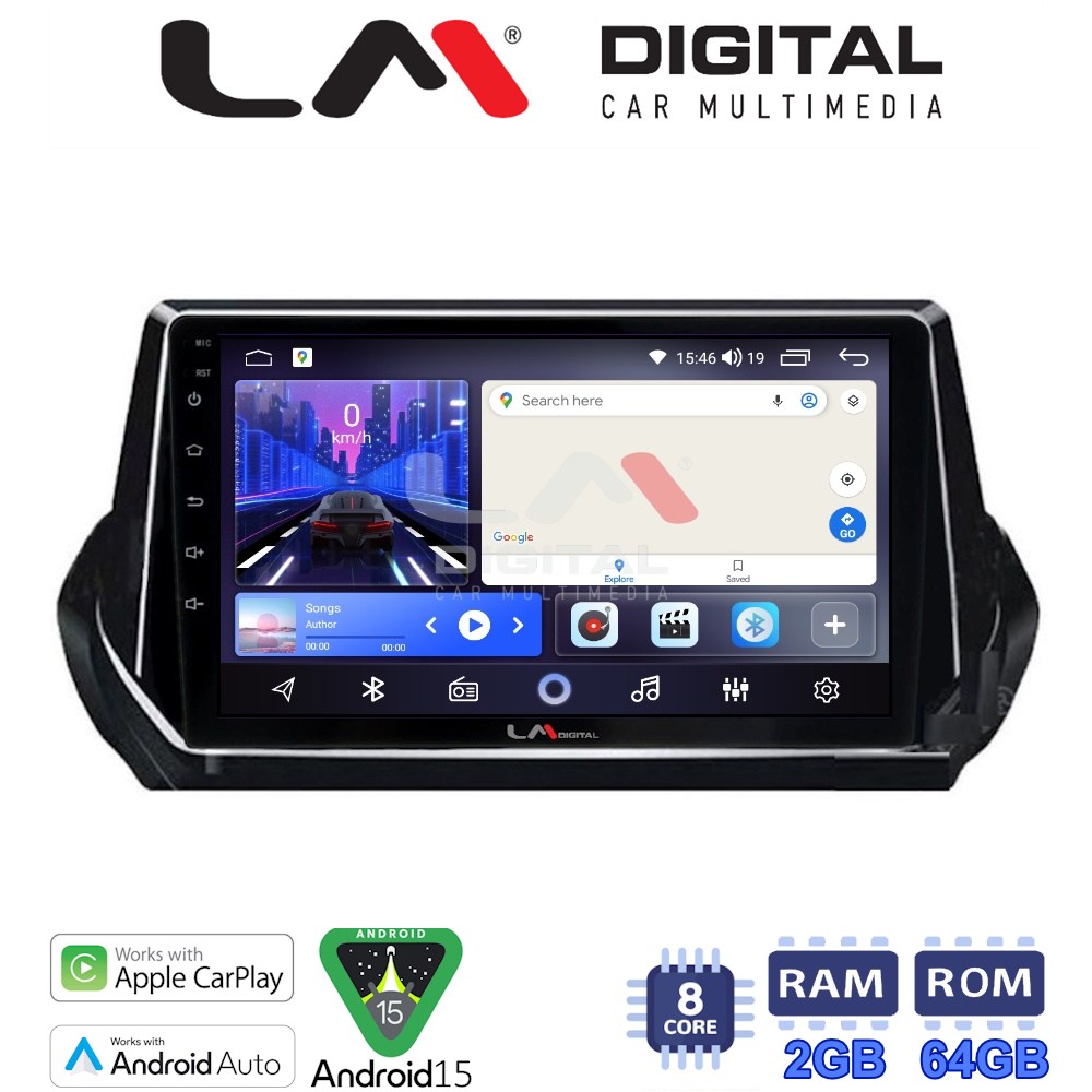 LM Digital - LM ZW8375 GPS Οθόνη OEM Multimedia Αυτοκινήτου για PEUGEOT 208-2008 2012>  (CarPlay/AndroidAuto/BT/GPS/WIFI)