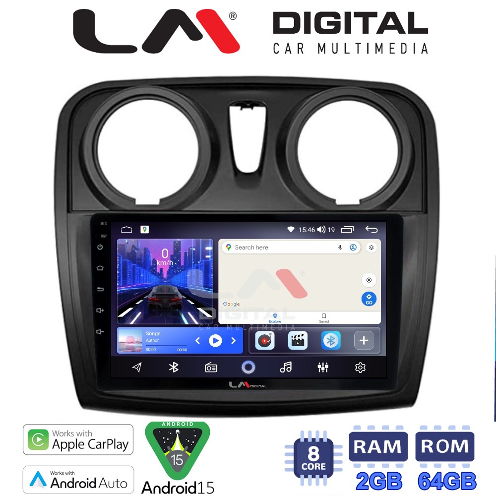 LM Digital - LM ZW8457 GPS Οθόνη OEM Multimedia Αυτοκινήτου για Dacia Santero 2012 > 2019 (CarPlay/AndroidAuto/BT/GPS/WIFI)