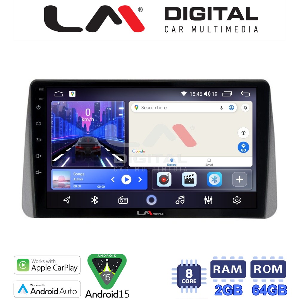 LM Digital - LM ZW8749 GPS Οθόνη OEM Multimedia Αυτοκινήτου για Fiat Tipo 2015 > 2019 (CarPlay/AndroidAuto/BT/GPS/WIFI)