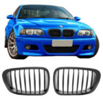 Καρδιές Μάσκας Για Bmw 3 E46 99-03 CoupeCabrio Μαύρο Ματ Με 8 Γραμμές 2 Τεμάχια