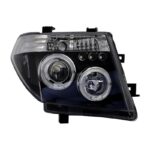 Μπροστινά Φανάρια Set Για Nissan Navara D40 05-10 Angel Eyes & Led Μαύρα H1H1 Manual JunYan - Image 3
