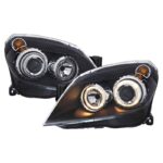 Μπροστινά Φανάρια Set Για Opel Astra H 04-09 Angel Eyes Μαύρα H7H7 Με Μοτέρ Depo - Image 2