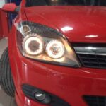 Μπροστινά Φανάρια Set Για Opel Astra H 04-09 Angel Eyes Μαύρα H7H7 Με Μοτέρ Depo - Image 4