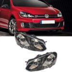 Μπροστινά Φανάρια Set Για Vw Golf VI (6) 08-12 DRL GTI R20 Look Μαύρα H7H7 Με Μοτέρ Carner