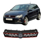 Μάσκα Για Vw Polo 6R6C 09-16 GTI Look Κυψελωτή Με Κόκκινο Σιρίτι 1 Τεμάχιο