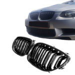 Καρδιές Μάσκας Για Bmw 3 E92 E93 06-11 M4 Look Με Διπλή Γρίλια Μαύρο Γυαλιστερό 2 Τεμάχια