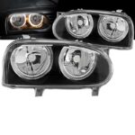 Μπροστινά Φανάρια Set Για Vw Golf 3 92-98 Angel Eyes Μαύρα H7H7 Depo