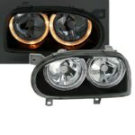 Μπροστινά Φανάρια Set Για Vw Golf 3 92-98 Angel Eyes Μαύρα H7H7 Depo - Image 2