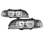 Μπροστινά Φανάρια Set Για Bmw 5 E39 95-03 Angel Eyes Facelift LCI Look Μαύρα H7H7 Manual Carner - Image 2