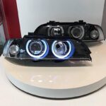 Μπροστινά Φανάρια Set Για Bmw 5 E39 95-03 Angel Eyes Facelift LCI Look Μαύρα H7H7 Manual Carner - Image 3