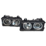 Μπροστινά Φανάρια Set Για Bmw 3 E36 Coupe  Sedan  Compact  Touring 90-99 Angel Eyes Μαύρα H7H7 Carner