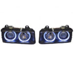 Μπροστινά Φανάρια Set Για Bmw 3 E36 Coupe  Sedan  Compact  Touring 90-99 Angel Eyes Μαύρα H7H7 Carner - Image 2