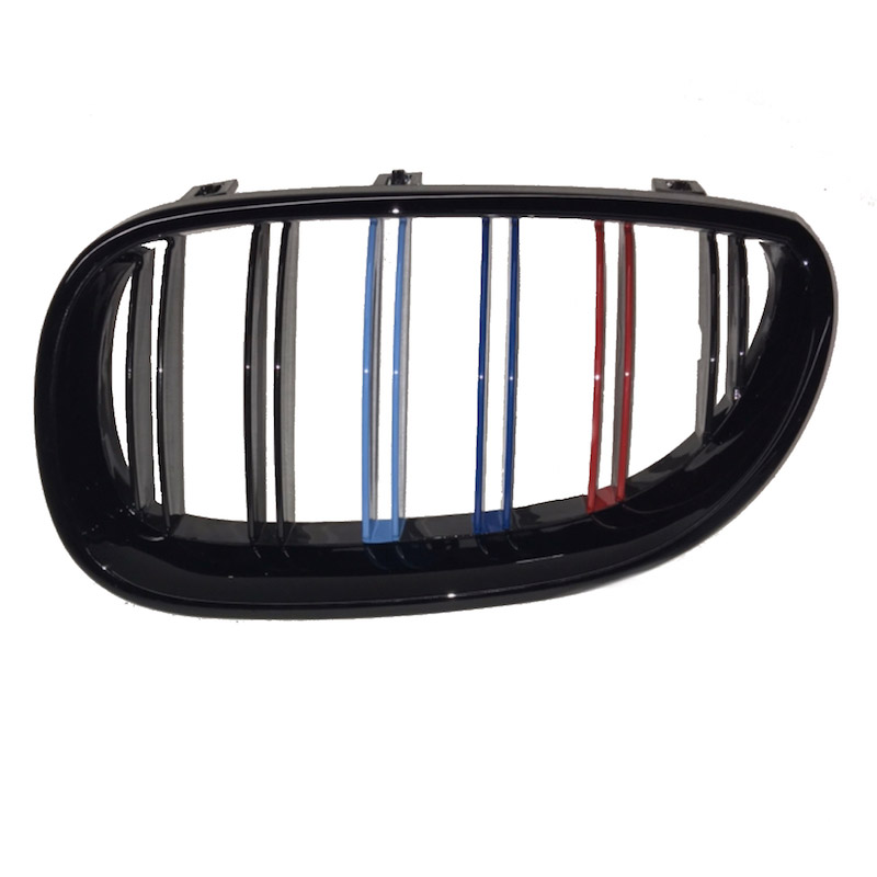 Καρδιές Μάσκας Για Bmw 5 E60 03-11 M4 Look Με Διπλή Γρίλια Tri-color  Μαύρο Γυαλιστερό 2 Τεμάχια - Image 4