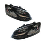 Μπροστινά Φανάρια Set Για Vw Polo 6R 6C 09-17 DRL GTI R-Look Μαύρα Με Ασημί Γραμμή H7H7 Με Μοτέρ Carner - Image 2