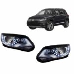Μπροστινά Φανάρια Set Για Vw Tiguan mk1 11-15 DRL Μαύρα H7H7 Με Μοτέρ  Carner