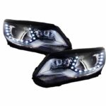 Μπροστινά Φανάρια Set Για Vw Tiguan mk1 11-15 DRL Μαύρα H7H7 Με Μοτέρ  Carner - Image 3