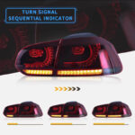 Πισινά Φανάρια Set Για Vw Golf VI (6) 08-12 Full Led Dynamic GTI R20 Look Σκούρο ΚόκκινοΛευκό VLand - Image 2