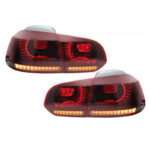 Πισινά Φανάρια Set Για Vw Golf VI (6) 08-12 Full Led Dynamic GTI R20 Look Σκούρο ΚόκκινοΛευκό VLand - Image 4
