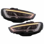 Μπροστινά Φανάρια Set Για Audi A3 8V 12-16 DRL Full Led & Led Signal Μαύρα  Με Μοτέρ Carner - Image 2