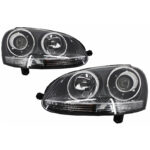 Μπροστινά Φανάρια Set Για Vw Golf V (5) 03-08 Projectors GTI  R32 Look Χρωμίου H7H7 Με Μοτέρ & E-Mark Carner - Image 2