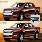 Μπροστινά Φανάρια Set Για Ford Ranger 15-20 DRL Dynamic Start Up Μαύρα Full Led Με Μοτέρ VLand - Image 2