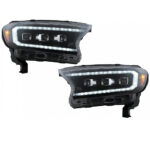 Μπροστινά Φανάρια Set Για Ford Ranger 15-20 DRL Dynamic Start Up Μαύρα Full Led Με Μοτέρ VLand - Image 4