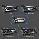 Μπροστινά Φανάρια Set Για Toyota Hilux Revo 15-19 Με Dynamic Start DRL &  Φλας Μαύρα Με Μοτέρ VLand - Image 3
