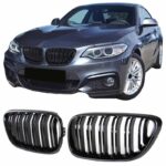 Καρδιές Μάσκας Για  Bmw 2 F22  F23 14-16 M4 Look Με Διπλή Γρίλια Μαύρο Γυαλιστερό Με 2 Τεμάχια
