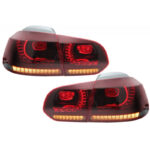 Πισινά Φανάρια Set Για Vw Golf VI (6) 08-12 Full Led Dynamic GTI R20 Look Σκούρο ΚόκκινοΦιμέ VLand - Image 2
