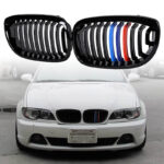 Καρδιές Μάσκας Για Bmw 3 E46 03-06 CoupeCabrio Tri-color  Μαύρο Γυαλιστερό 2 Τεμάχια