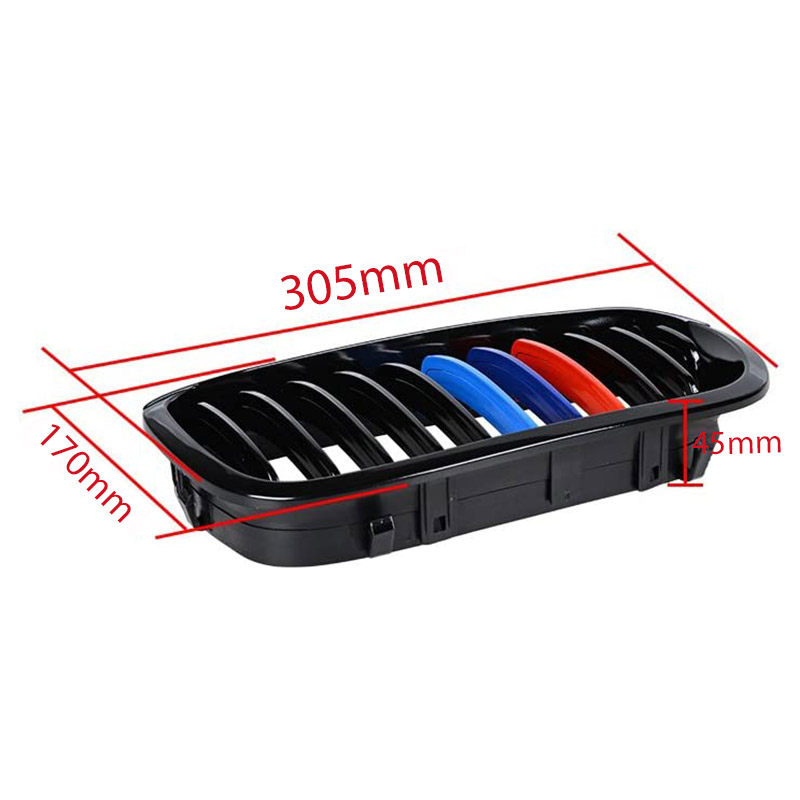 Καρδιές Μάσκας Για Bmw 3 E46 03-06 CoupeCabrio Tri-color  Μαύρο Γυαλιστερό 2 Τεμάχια - Image 3