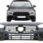 Μπροστινός Προφυλακτήρας Για Mercedes-Benz CLA C118 Sedan X118 Shooting Brake (2019-up) CLA45 Look Με Μάσκα Panamericanal & Canards