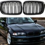 Καρδιές Μάσκας Για Bmw 3 E46 99-01 SedanTouringCompact M4 Look Με Διπλή Γρίλια Μαύρο Γυαλιστερό 2 Τεμάχια