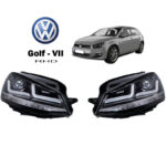 Μπροστινά Φανάρια Set Για Vw Golf VII (7) 12-17 DRL Full Led Halogen Version BlackChrome LEDHL103-CM RHD (Δεξιοτίμονα) Osram Ledriving