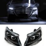 Μπροστινά Φανάρια Set Για Mercedes-Benz Vito W447 14-24 W448 2025 Look DRL Led Tube Μαύρα Carner