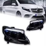Μπροστινά Φανάρια Set Για Mercedes-Benz Vito W447 14-24 W448 2025 Look DRL Led Tube Μαύρα Carner - Image 3