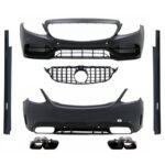 Body Kit Για Mercedes-Benz C-Class W205 14-20 Sedan Amg C63s Facelift Look Με Μάσκα & Μπούκες Black Edition