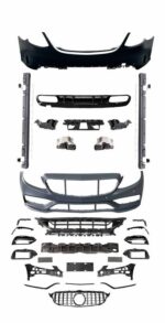 Body Kit Για Mercedes-Benz C-Class W205 14-20 Sedan Amg C63s Facelift Look Με Μάσκα & Μπούκες Black Edition - Image 4