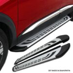 Πλαινά Σκαλοπάτια Με Βάσεις Για Citroën C3 Aircross 2017- Suv I  C4 Cactus 2014- FABA Silver-Black 183cm 2 Τεμάχια Αλουμινίου