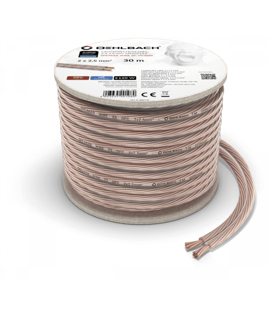 Oehlbach Speaker Wire SP-25 Καλώδιο Ηχείων 2 x 2,5 mm² 30m Διαφανές (Τεμάχιο)