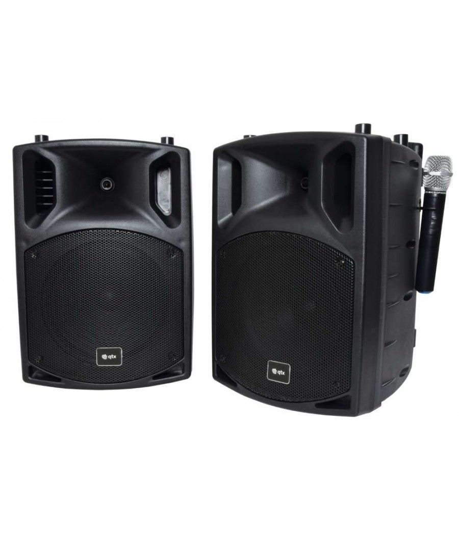 Qtx PAV10 Φορητό PA 10'' Σετ με Επαγγελματικά UHF, Bluetooth και DVD (Σετ)